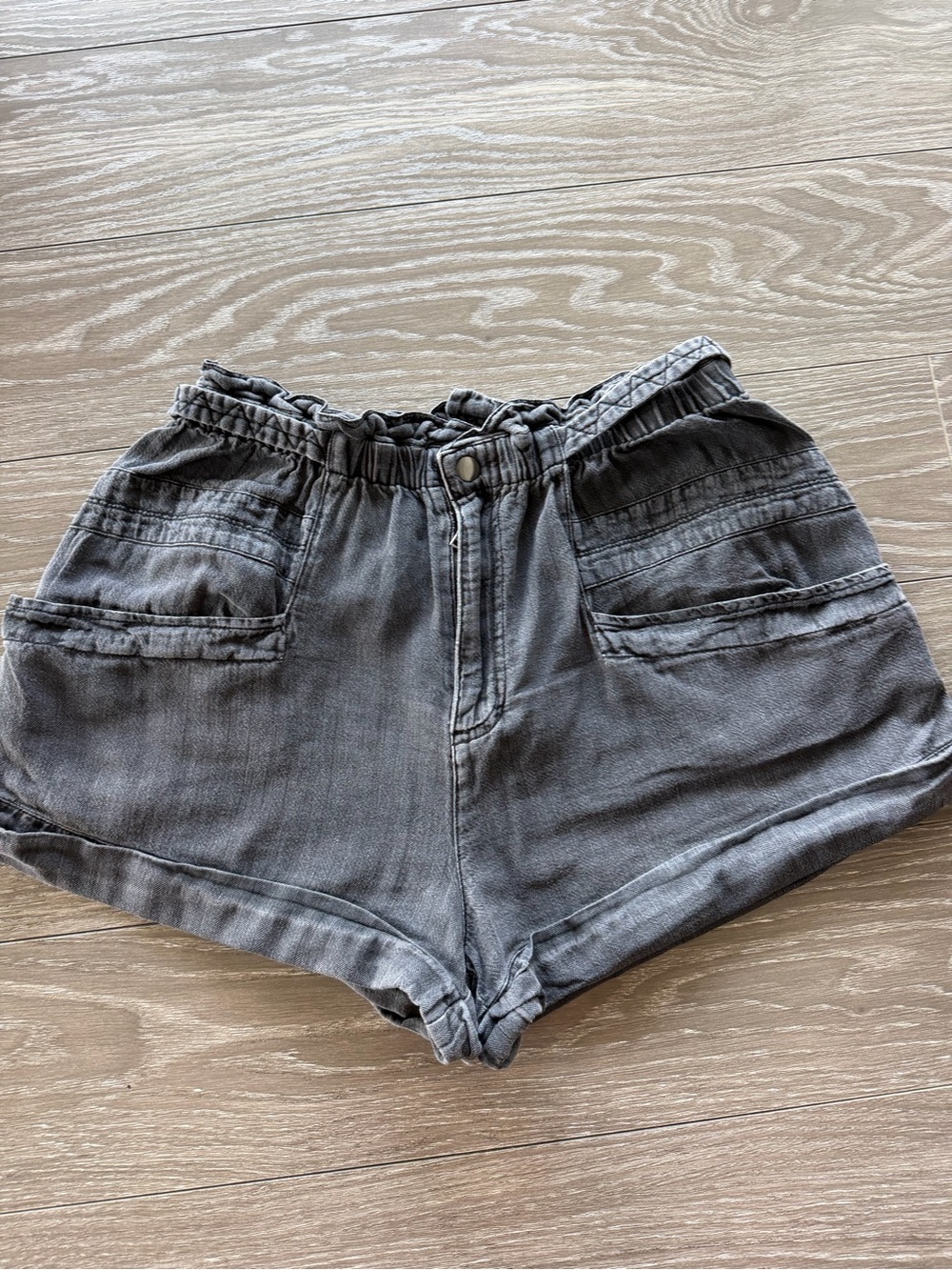 Free People Women's High-Waist Washed Gray Casual Shorts